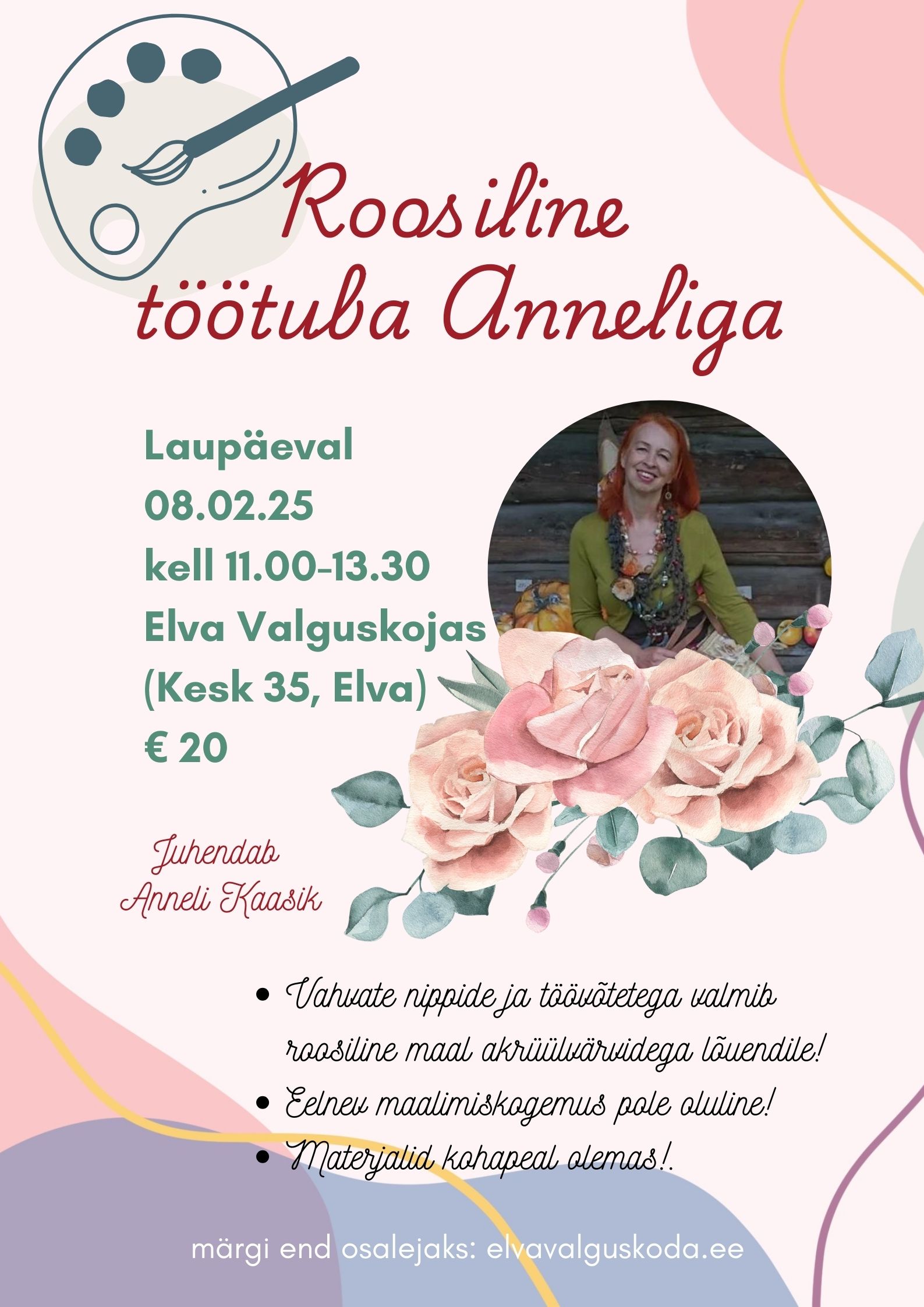Rooside maalimise töötuba Anneli Kaasikuga 08.02.25 kell 11-13.30