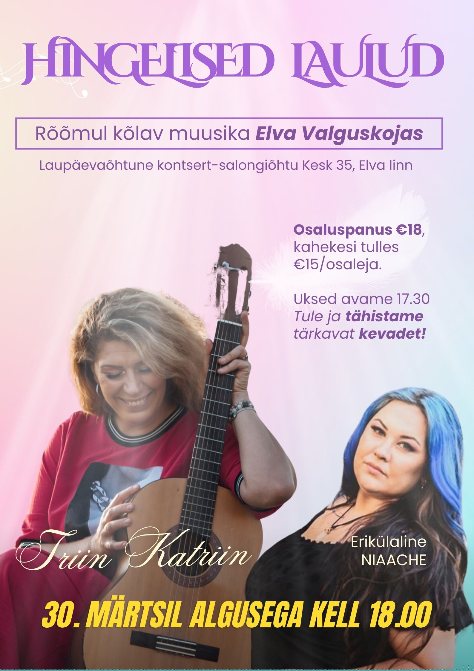 Hingelised Laulud Triin Katriiniga 30.03 kell 18.00