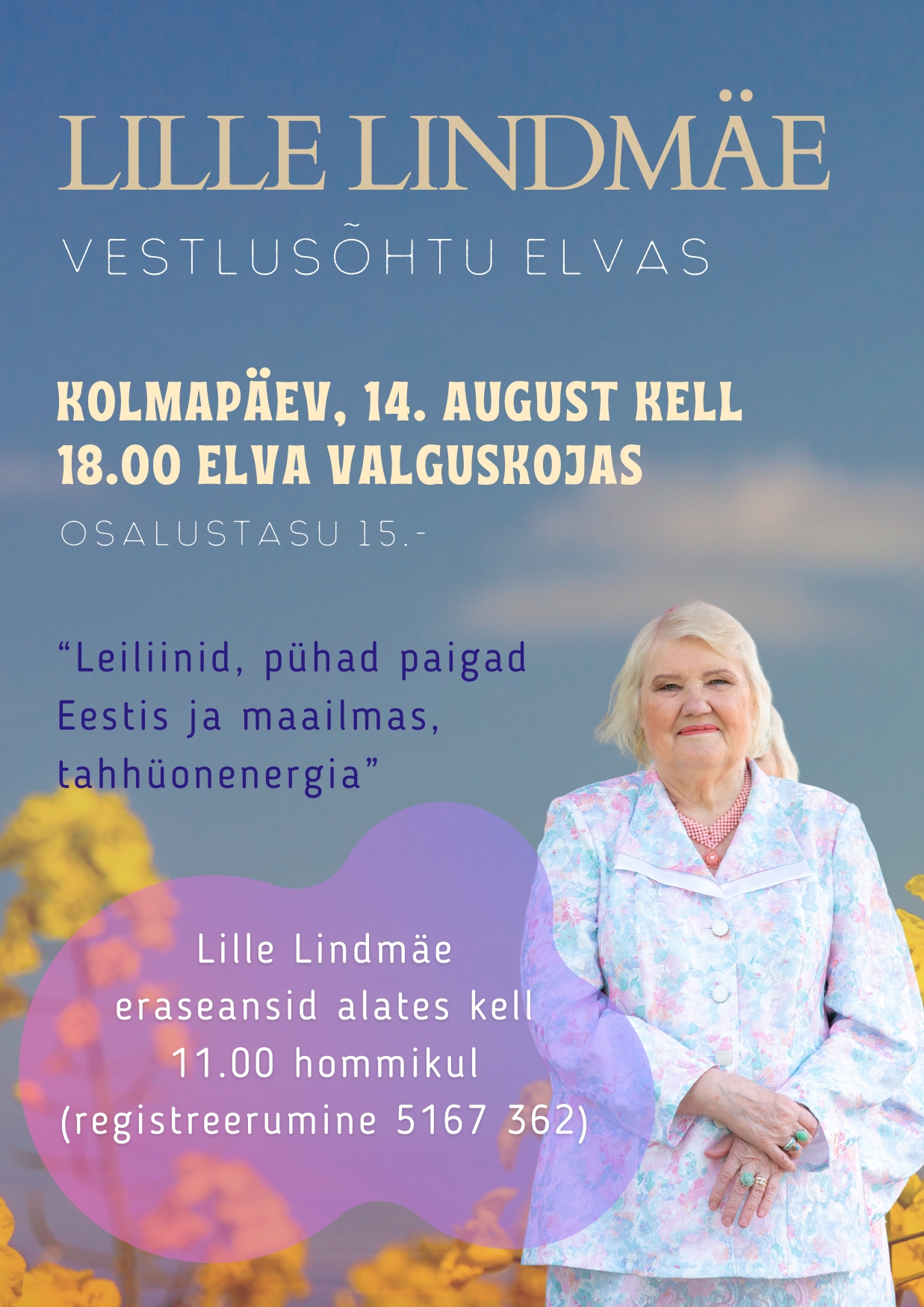 Lille Lindmäe vestlusõhtu 14.08 algusega kell 18.00
