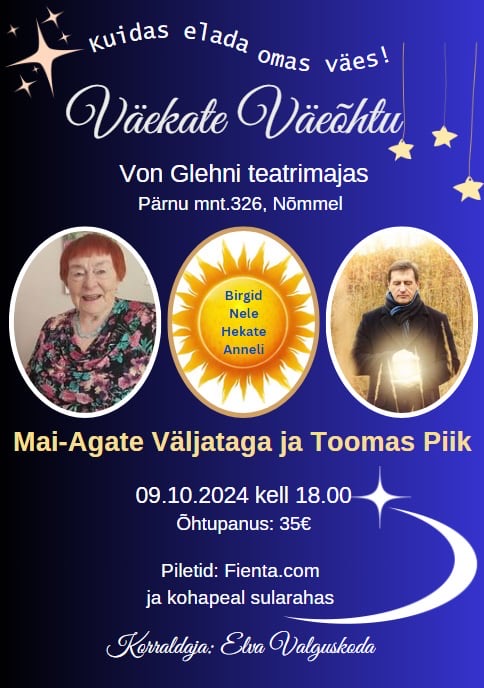 Väekate väeõhtu Tallinnas Von Glehni teatrimajas 09.10 algusega kell 18.00 